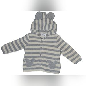 babyGap Disney Mickey Mouse Cardigan Hoodie Gray Striped Sz 18-24M